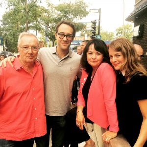 Louise et ses partenaires du film Paul à Québec Gilbert Sicotte, François Létourneau et Julie Le Breton